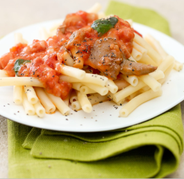 Pasta met paddenstoelen en spek